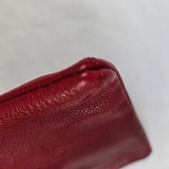 Fossil Pebbled Cowhide Leather Keely Colorblock Pouch Dark Red Pink/Coral - Picture 4 of 9